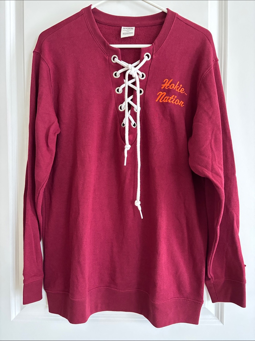 PINK VS Hokie Nation Lace-Up Crewneck Sweatshirt